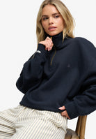 Superdry Monogram Half Zip Sweatshirt in Eclipse Navy seated view