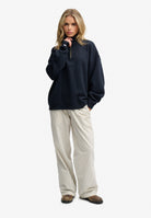 Superdry Monogram Half Zip Sweatshirt in Eclipse Navy full length view