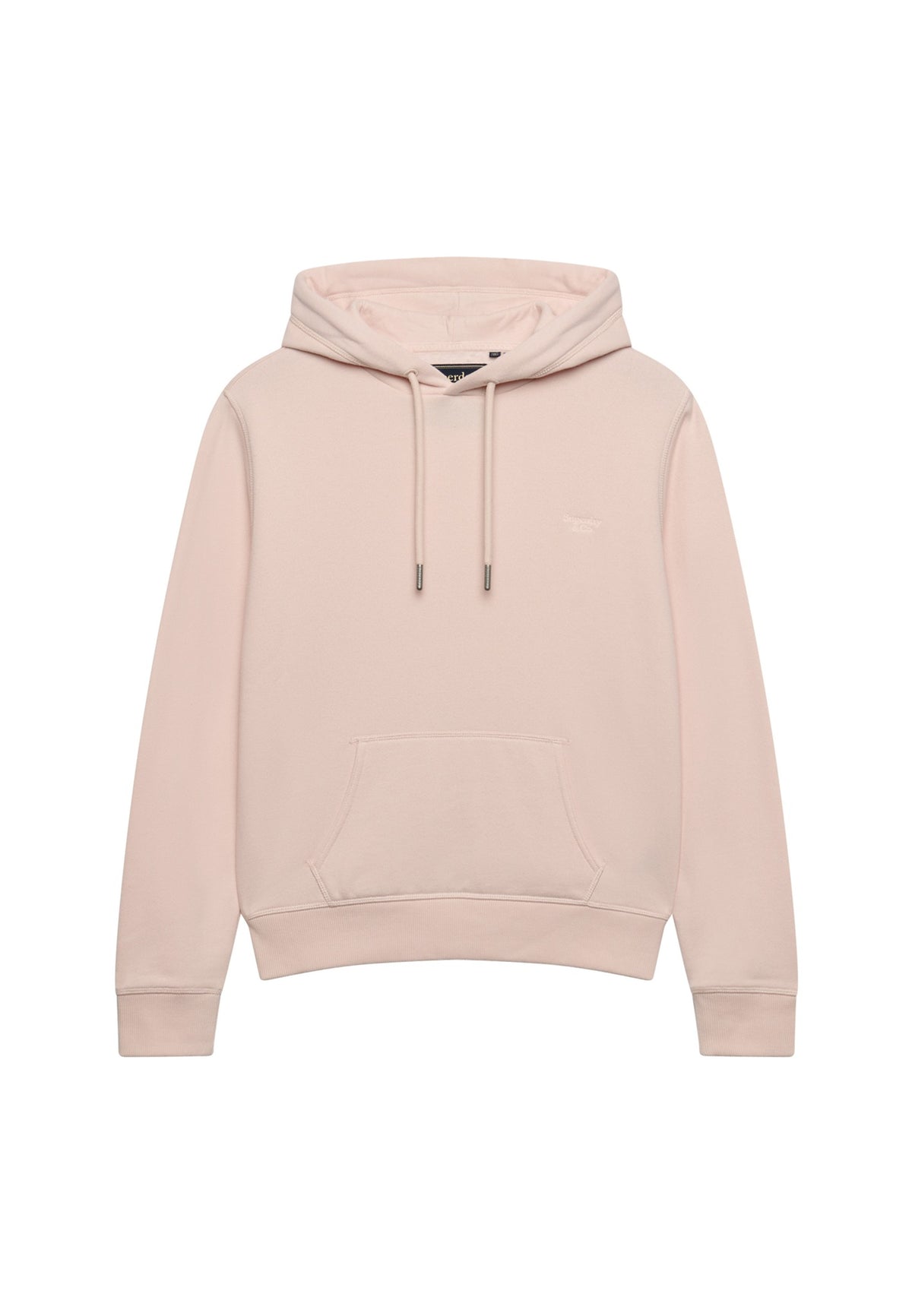 Angled view of Superdry Signature Embroidered Hoodie in Rose Blush Pink