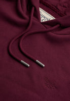 Superdry Signature Embroidered Hood in Port Red hood drawcord detail