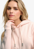 Upper body view of Superdry Signature Embroidered Hoodie in Rose Blush Pink