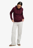 Superdry Signature Embroidered Hood in Port Red full length model view