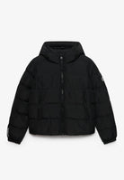 Superdry Hooded Sports Puffer Jacket in Black front view