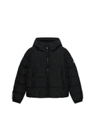 Superdry Hooded Sports Puffer Jacket in Black angled view