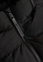 Superdry Hooded Sports Puffer Jacket in Black zip detail