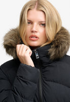 Faux fur hood detail on the Superdry Fuji Jacket in Black