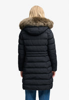 Back view of the Superdry Hooded Faux Fur Fuji Jacket in Black