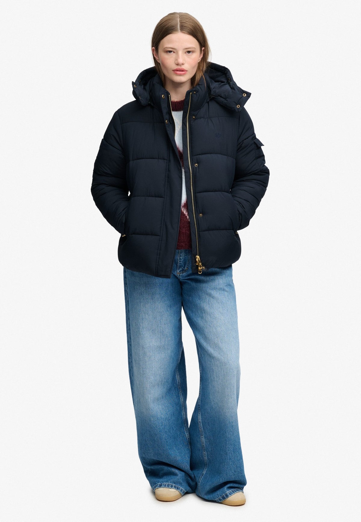 Superdry Premium Ripstop Puffer Jacket in Eclipse Navy full length view