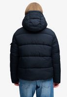 Superdry Premium Ripstop Puffer Jacket in Eclipse Navy back view on model