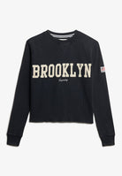 Superdry Ladies Athletic Essential Graphic Long Sleeve Top-Eclipse Navy ECLIPSE NAVY side view