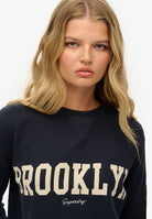 Superdry Ladies Athletic Essential Graphic Long Sleeve Top-Eclipse Navy ECLIPSE NAVY detail view