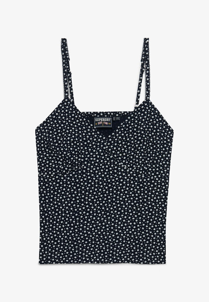 Superdry Cotton Cami Top in Eclipse Navy Ditsy Hearts angled view