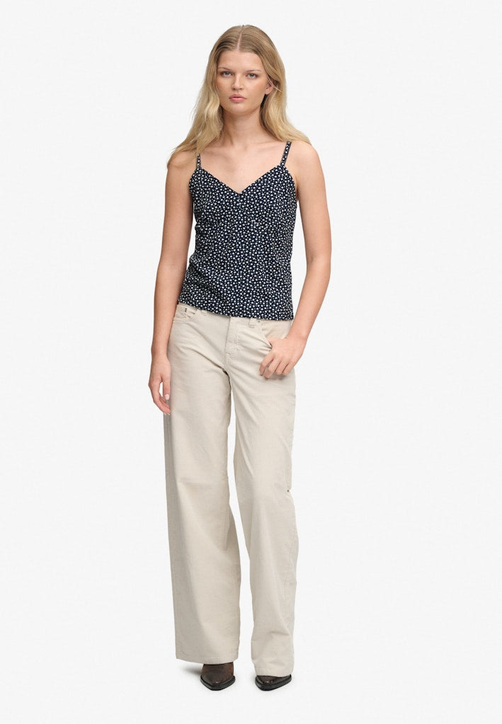 Superdry Cotton Cami Top in Eclipse Navy Ditsy Hearts full length model view