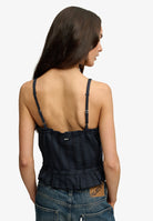 Superdry Ladies Lace Cami Top-Eclipse Navy ECLIPSE NAVY side view