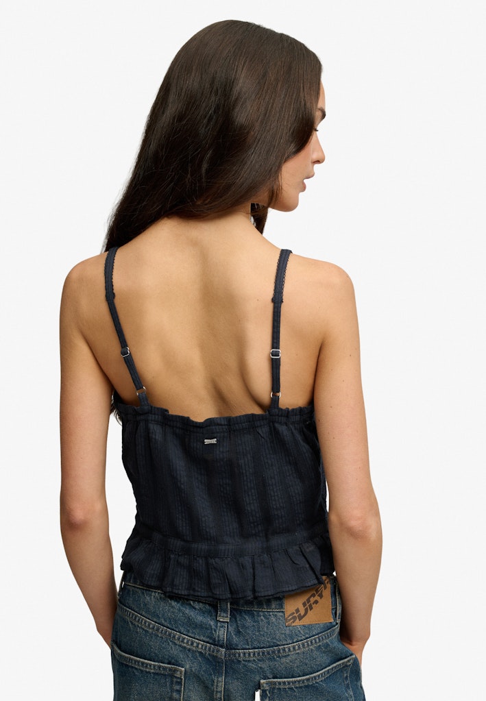 Superdry Ladies Lace Cami Top-Eclipse Navy ECLIPSE NAVY side view