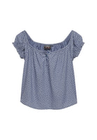 Superdry Ladies Short Sleeve 1/2 Button Woven Top-Tidal Blue Ditsy Hearts Tidal Blue Ditsy Hearts alternate view