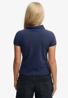Superdry Ladies Ath Ess Graphic Polo- Navy Navy close up view