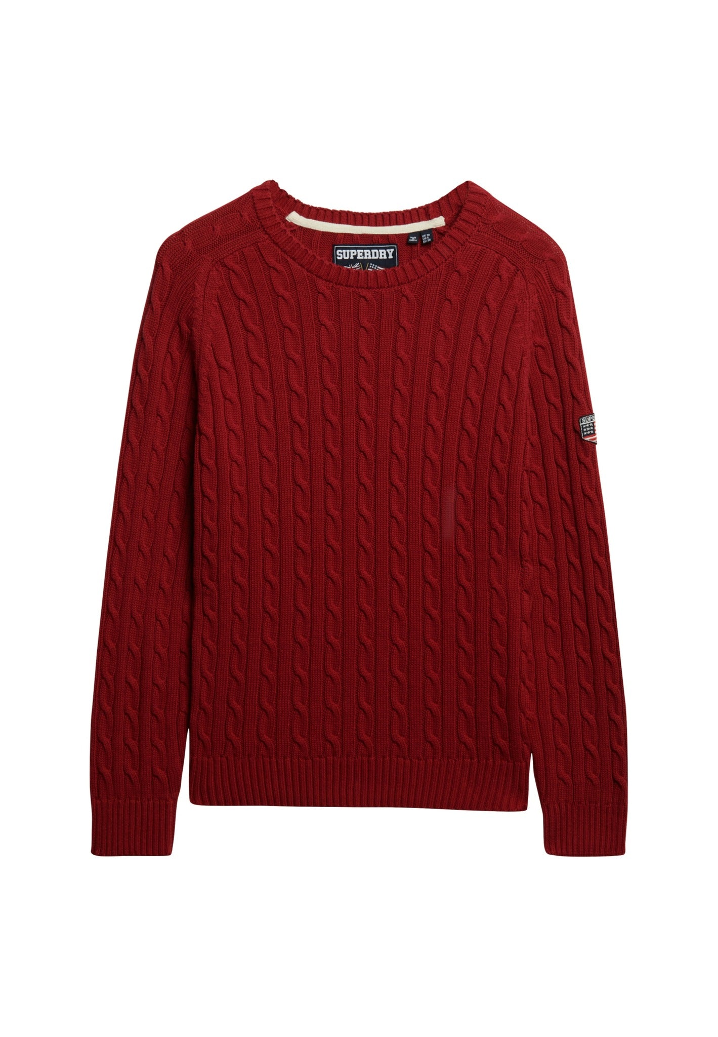 Superdry Slouchy Cable Knit in Bordeaux Red close-up detail