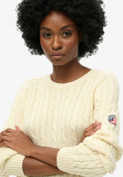 Superdry Slouchy Cable Knit in Natural White on model side view