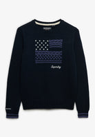 Superdry Statement Cable Flag Knit in Eclipse Navy front view