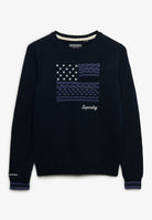 Superdry Statement Cable Flag Knit in Eclipse Navy angled view