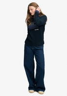 Superdry Statement Cable Flag Knit in Eclipse Navy full length view