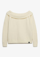 Superdry Bardot Knitted Jumper in Desert Bone Off White angled view