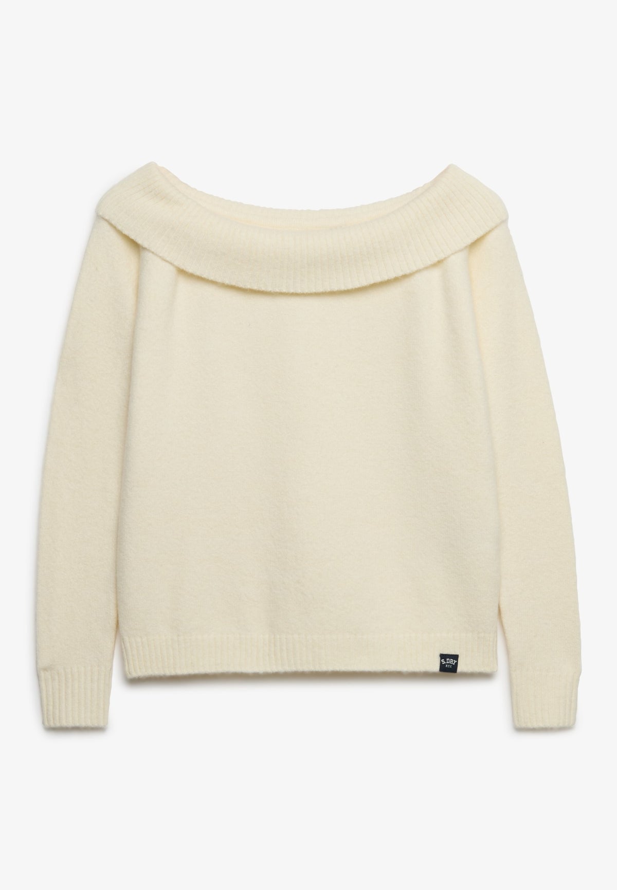 Superdry Bardot Knitted Jumper in Desert Bone Off White angled view