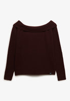 Superdry Bardot Knitted Jumper in Port Red angled view