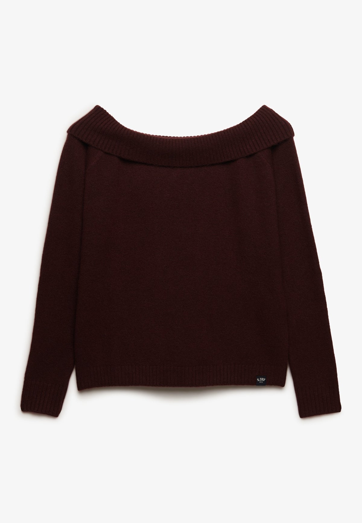 Superdry Bardot Knitted Jumper in Port Red angled view