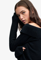 Superdry Bardot Knitted Jumper in Eclipse Navy bardot neckline