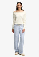 Superdry Bardot Knitted Jumper in Desert Bone Off White full length view