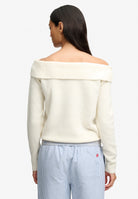 Superdry Bardot Knitted Jumper in Desert Bone Off White back view on model