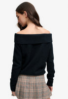 Superdry Bardot Knitted Jumper in Eclipse Navy back view on model