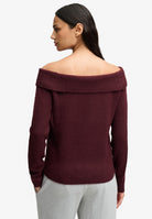 Superdry Bardot Knitted Jumper in Port Red back view on model