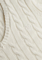 Superdry Wool Blend Cable V Neck in Cream cable knit detail