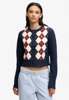 Superdry Argyle Cardigan in Navy on model