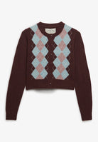 Superdry Argyle Cardigan in Aubergine Purple angled view