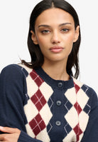Superdry Argyle Cardigan in Navy upper body view