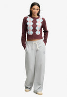 Superdry Argyle Cardigan in Aubergine Purple side view