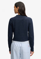 Superdry Argyle Cardigan in Navy back view on model