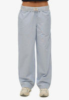 Superdry Ladies Cotton Stripe Elastic Trouser-Azure Blue Stripe Oxford Azure Blue Stripe Oxford back view