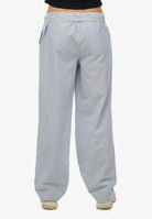 Superdry Ladies Cotton Stripe Elastic Trouser-Azure Blue Stripe Oxford Azure Blue Stripe Oxford side view