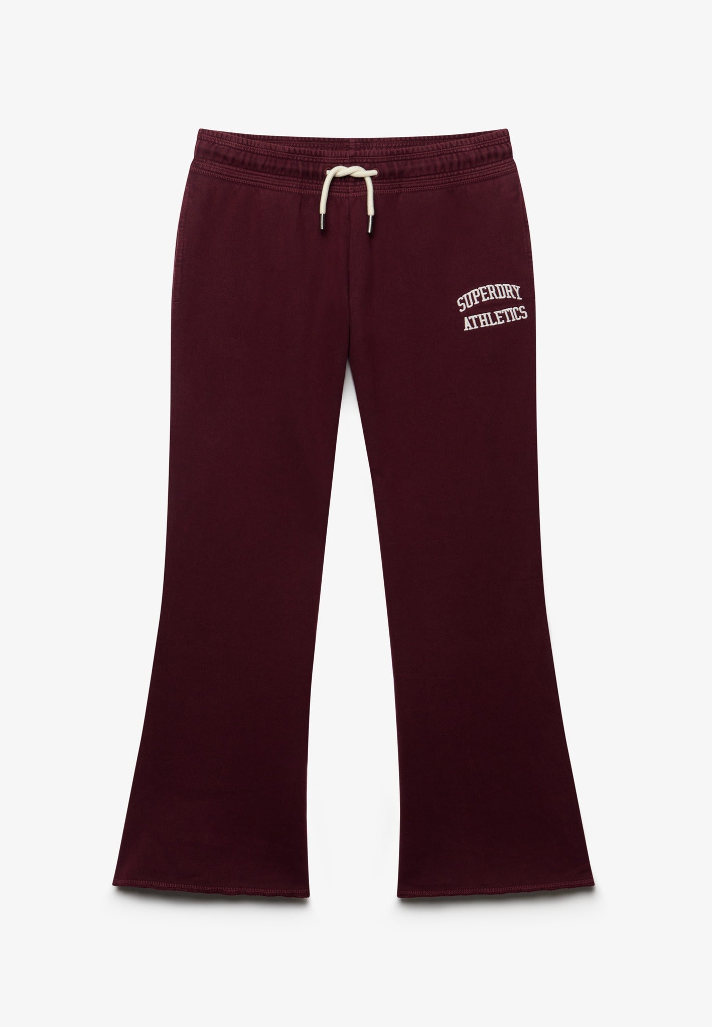 Superdry Athletic Embroidered Flare Jogger in Port Red front view