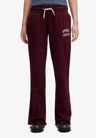 Superdry Athletic Embroidered Flare Jogger in Port Red full length view