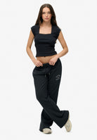 Superdry Athletic Print Flare Jogger in Eclipse Navy full length model view