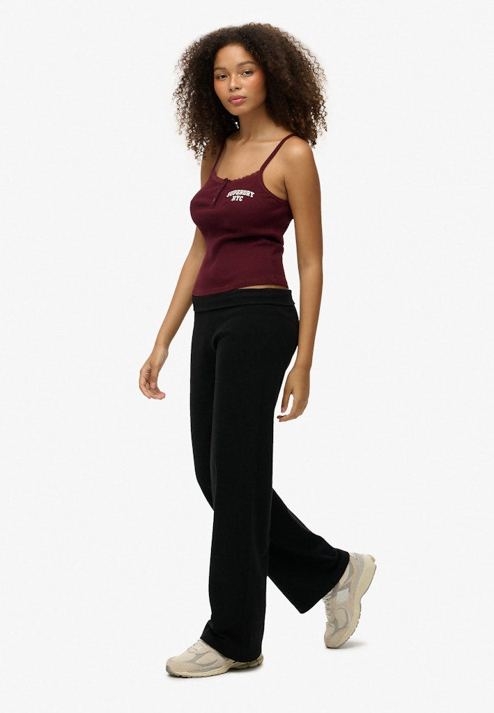 Superdry Ladies Athletic Essentials Fold Over Jogger-Black BLACK detail view