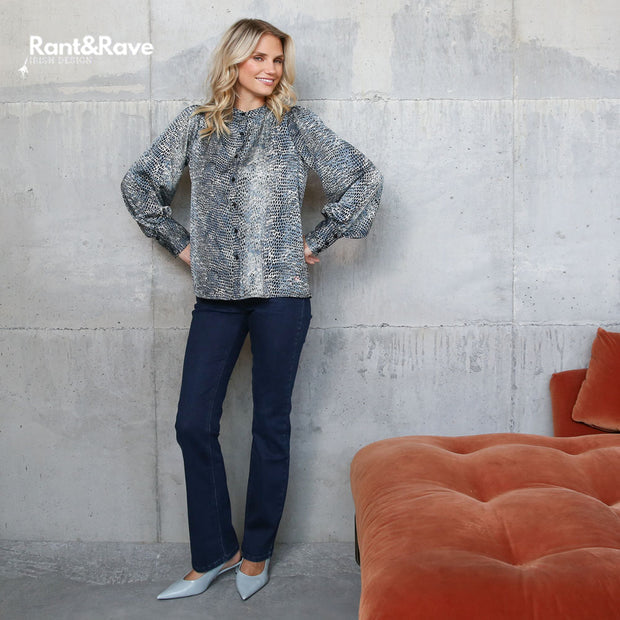 RANT & RAVE LADIES Wendy High Rise Bootcut Tummy Tuck Jeans MID INDIGO detail view