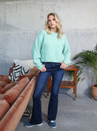 RANT & RAVE LADIES Whilder Green Jumper Green model front view