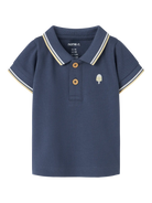NAME IT Jarl Short Sleeve Polo Top Vintage Indigo front view